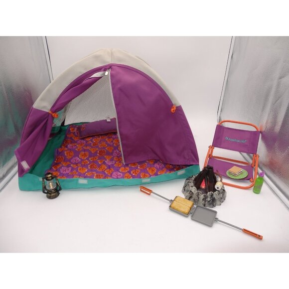 American Girl Truly Me 18" Doll Adventure Tent Retired Tent Fire Pit Lantern Ch - Picture 12 of 16